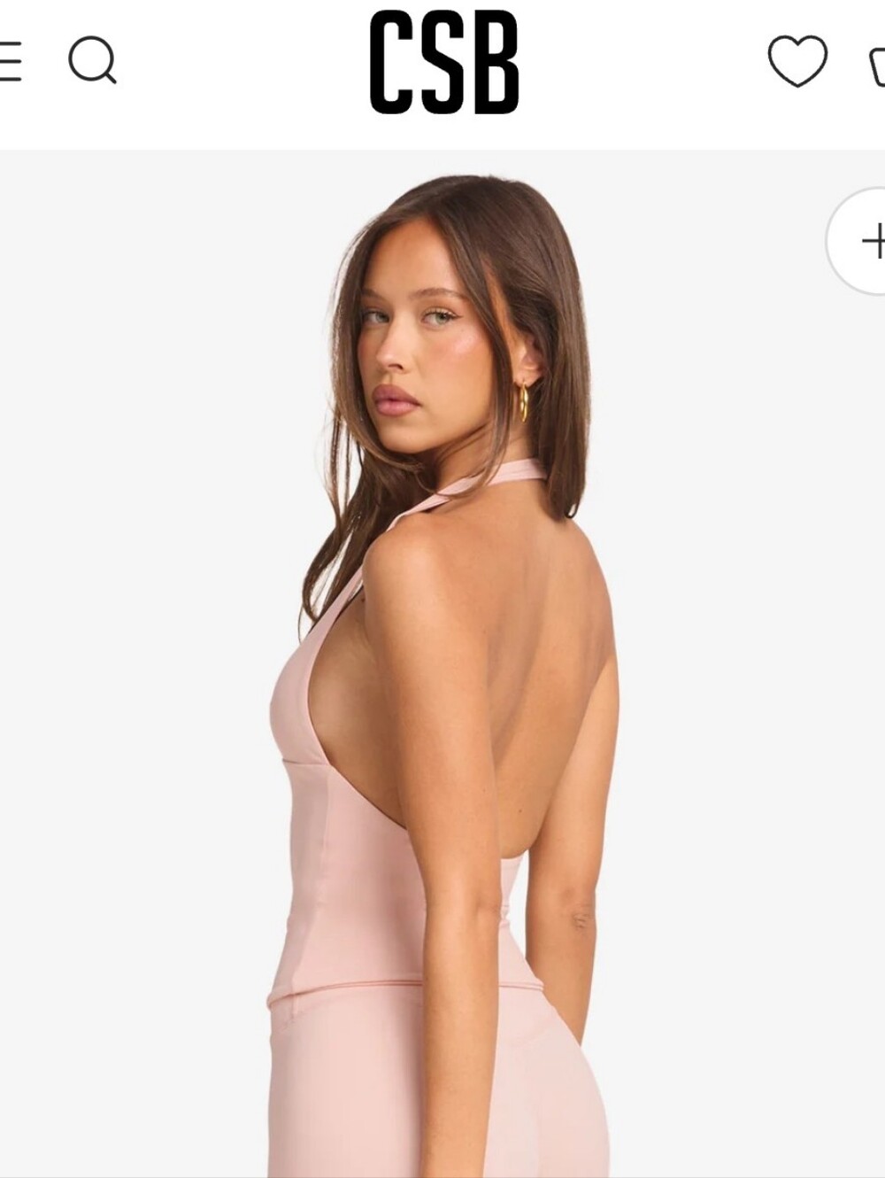 CSB Halter Plunge Tank Blush Pink